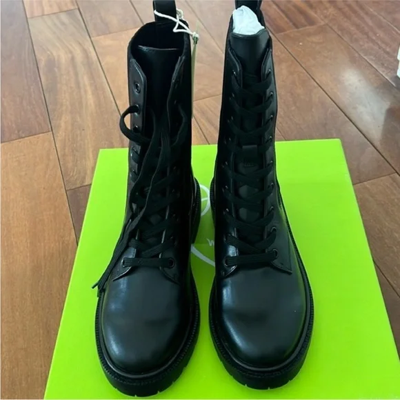 Black Lace Up Combat Boots - Picture 5 of 5